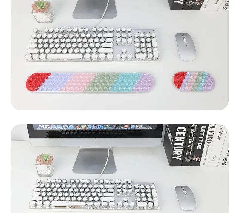 Farbverlauf-Silikon-Handgelenkauflage, Tastaturunterlage, wasserdicht, kühles Gefühl, Schreibtischunterlage für Büro und Gaming, 8 Farbverlaufs-Farben – Detail 9