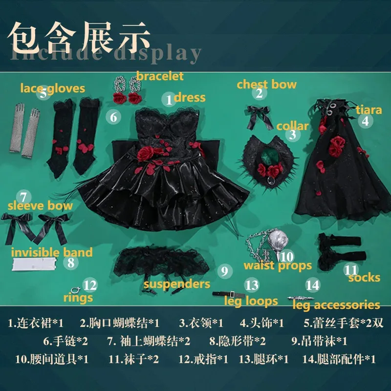 MsMay Game Identity V Ada Messmer Cosplay Costume Women Black Sexy Dress Halloween Christmas New Year Carnival Party Cosplay