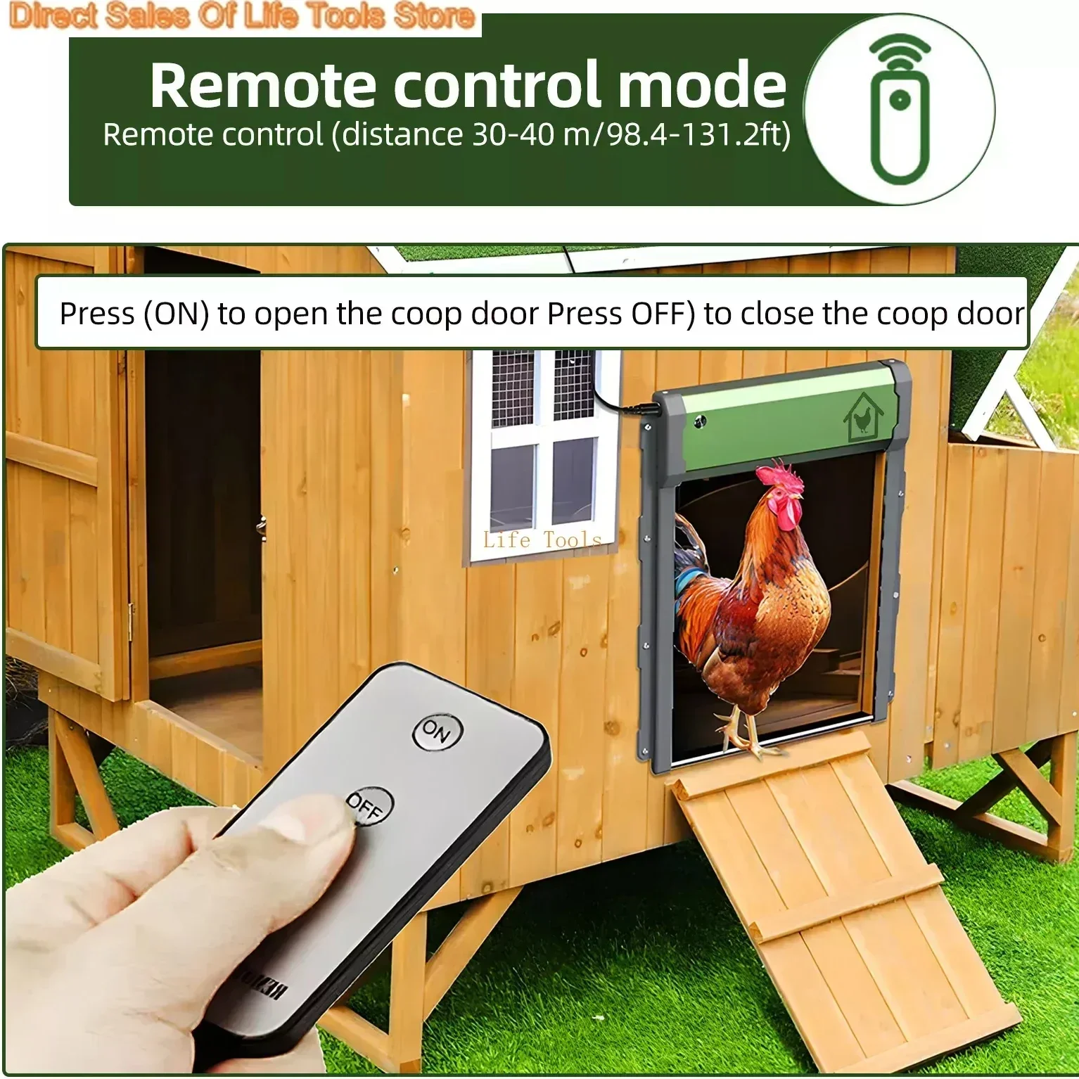 Automatic Chicken Coop Door Solar Powered Aluminum Alloy Chicken Door with Timer / Light Sensor / Remote Control / Manual Mode