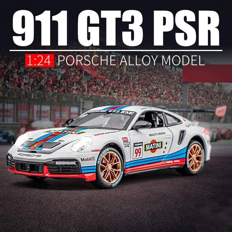 1:24 Porsche 911 GT3 RSR Sports Car Alloy Pull Back Model Car Simulation Children's Diecast Toy Car Boy Toys Garage Kit