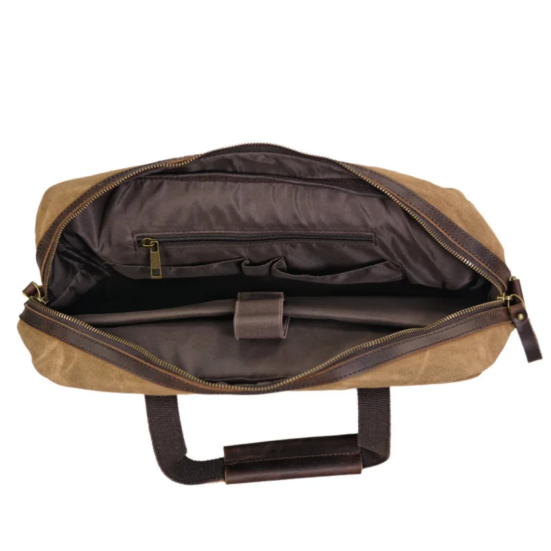 New Business man's bag Retro single-shoulder bag 15.6-inch laptop carrying bag waterproof canvas briefcase crossbody bag Handbag