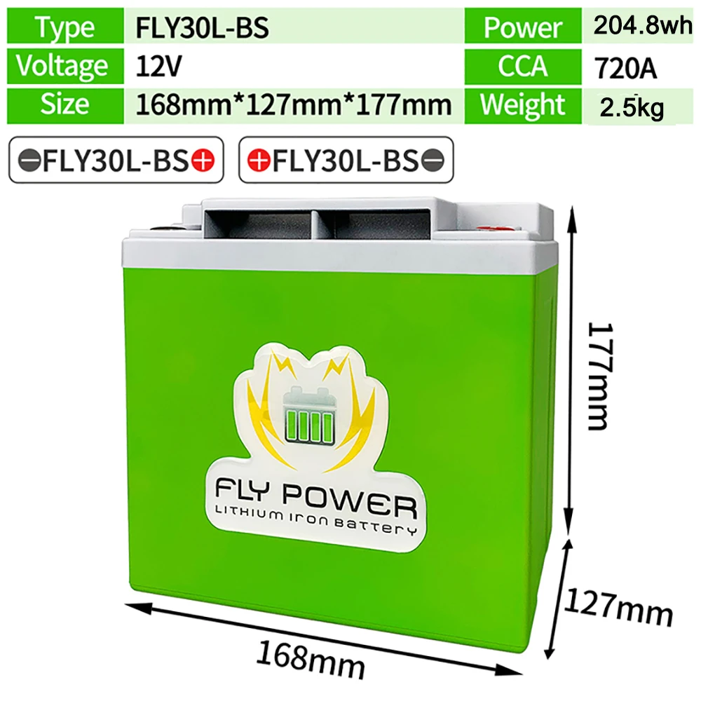 Imagem -06 - Cca 450 520 620 720 Bateria Profunda da Motocicleta do Ciclo do Fosfato de Lítio com Proteção de Bms 12-bs 14l-bs 20l-bs 30l-bs 12v 8ah 1616ah