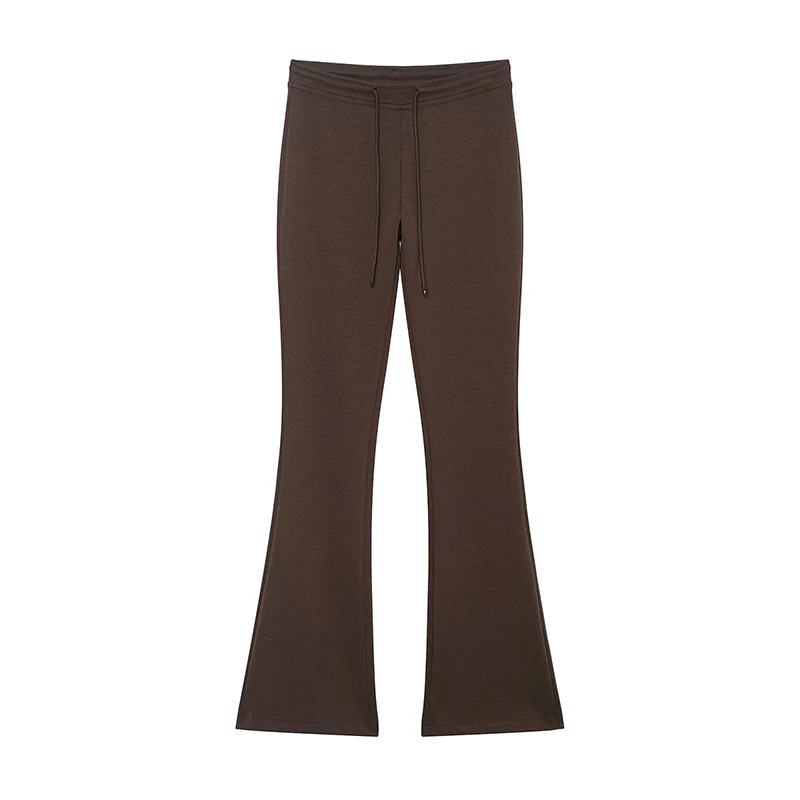 Willshela Women Fashion Solid Drawstring Flare Pants Vintage High Elastic Waist Full Length Female Chic Lady Trousers