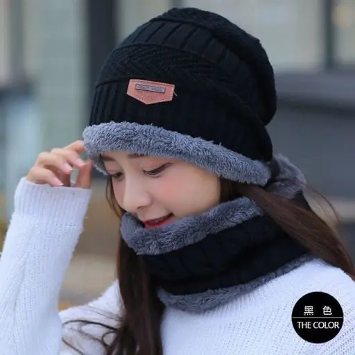 Winter men's scarf, headband, two piece set, big hat brim, cold proof earmuffs, knitted hat, woolen hat, outdoor men's hat