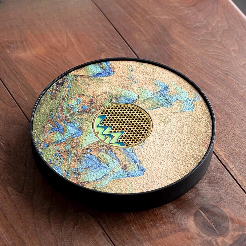 

Круглые чайные подносы для чая, кунг-фу, многофункциональные офисные аксессуары, подносы для чая, современный каменный домашний чайник MHCP