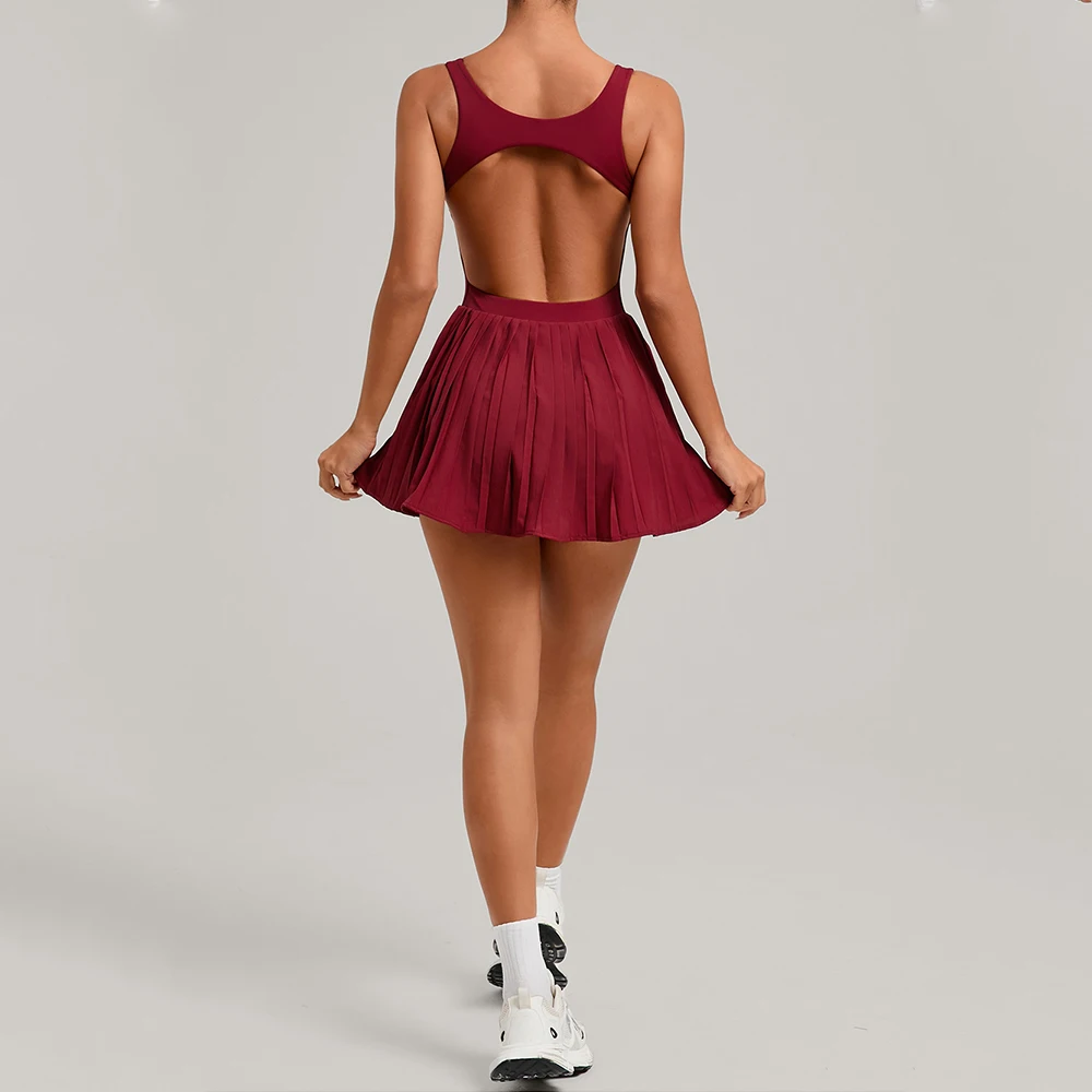 

Women Short Skirt Sports Jumpsuit Gym Set Women Tracksuits Yoga Clothes Rompers Outdoor Yoga Tennis Skirt Workout One-piece Suit