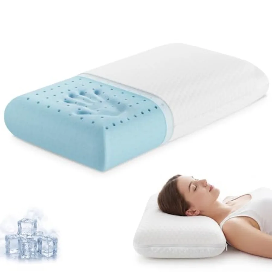 

Back and Side Sleeper Support, Gel Cooling Memory Foam Pillows for Sleeping, Bed illows for Adults with Breathable Mesh and Was