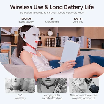 7 Colors Photon Face Neck LED Mask 3D Flexible Silicone Facial Beauty Mask Red Light Infrared Skin Care Repair Skin Wireless Use 6