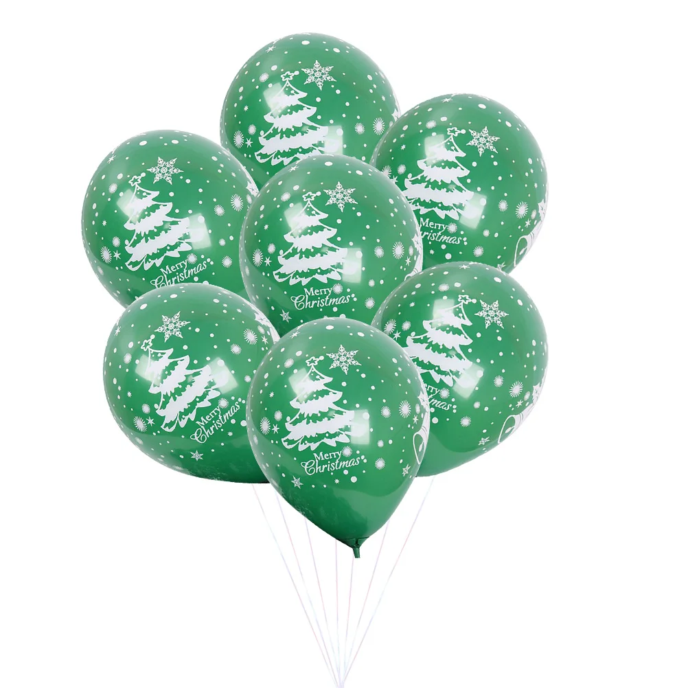 

100pcs Christmas Decorative Balloons Santa Claus Printing Latex Cartoon Green Party Supplies Festive Atmosphere