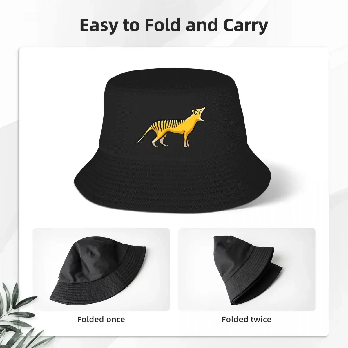 Thylacine The Dog-like Marsupial Bucket Hats Panama For Kids Bob Hats Cool Fisherman Hats Summer Beach Fishing Unisex Caps