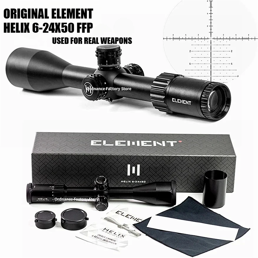 ELEMENT Optics HELIX 6-24X50 FFP First Focal Plane FFP Riflescope Zero-stop 30mm Tube APR-2D MRAD Reticle Rifle Scope Sight