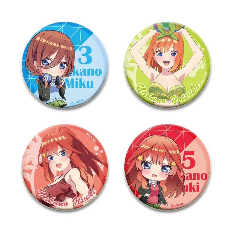 Cartoon Figure Nakano Yotsuba/Nino Brooches Anime The Quintessential Quintuplets Badge Jacket Jeans Lapel Pins Gift Accessory