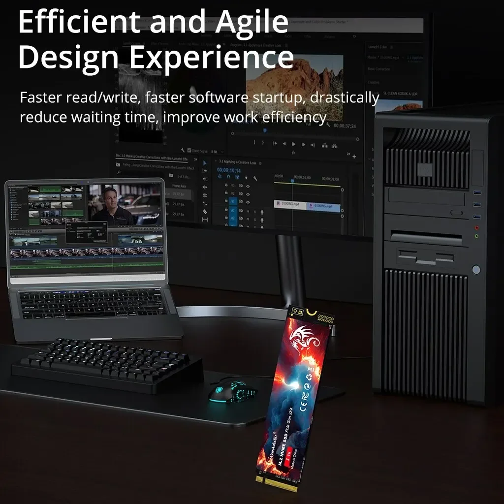 NVMe M.2 2280 PCIe3.0 SSD 2600MB/s 3D NAND Solid State Hard Drive for Desktop Laptop Computer Upgrade