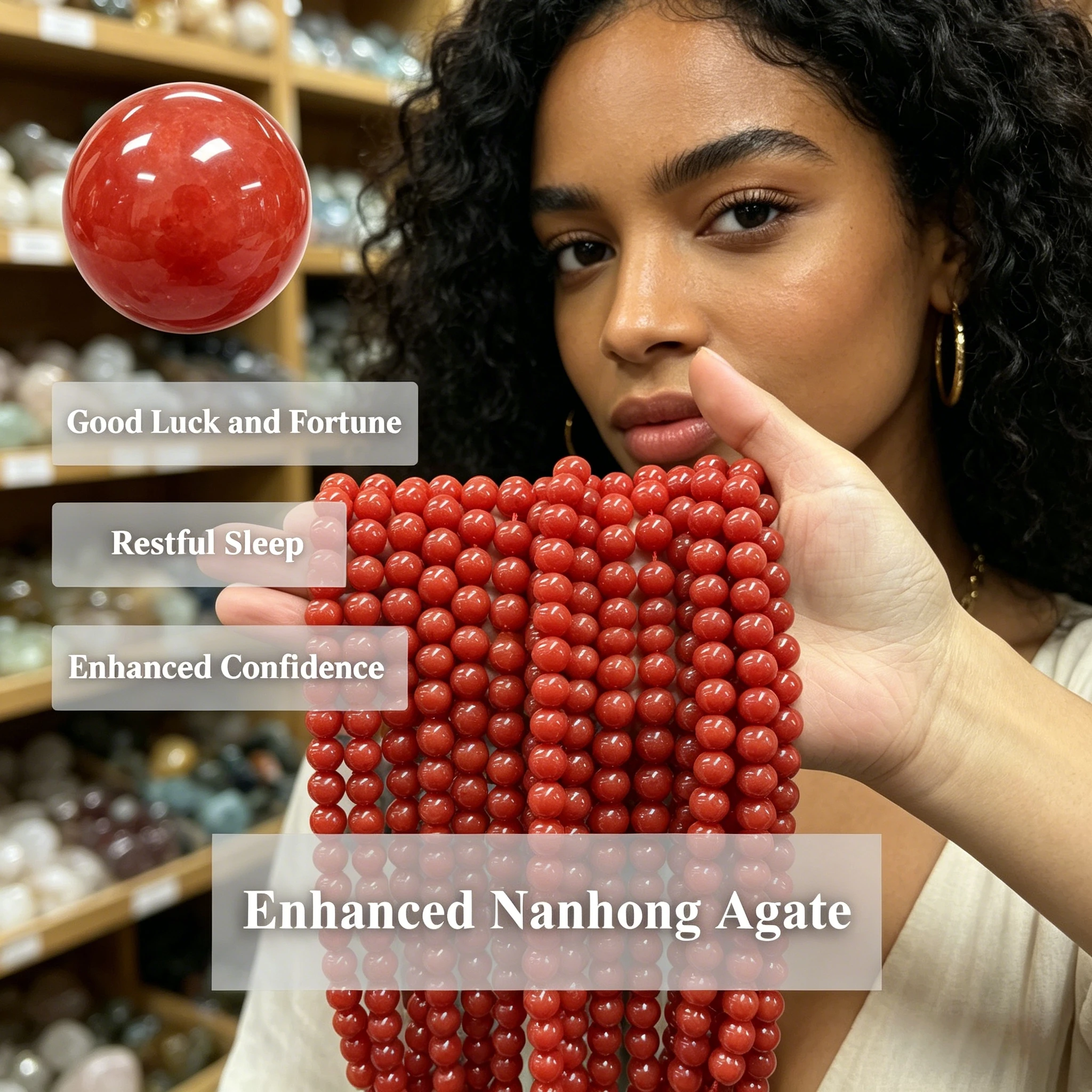 Natural Stone Beads 6 8 10mm Enhanced Nanhong Agate Round Loose Beads DIY Jewelrys Making Bracelet Necklace Jewelry Accessories