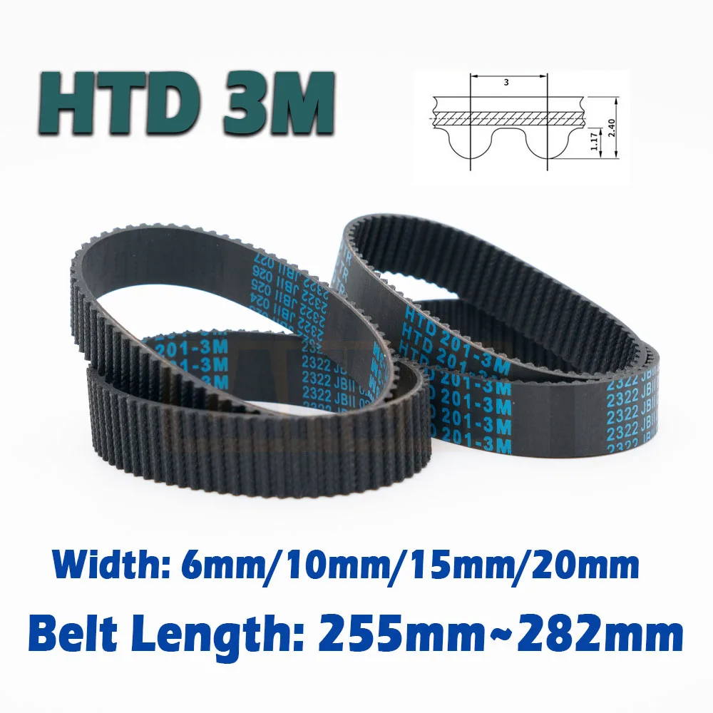 

HTD3M Length 255~282mm Rubber Closed Loop Timing Belt Width 6/10/15mm Drive CNC 255 258 261 264 267 270 273 276 279 282mm 3M