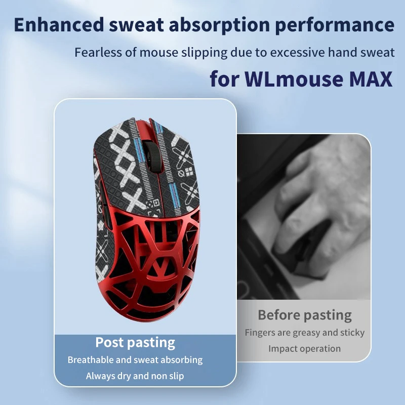 สติกเกอร์เมาส์ Anti-SLIP Mouse Grip เทปสเก็ตสติกเกอร์สําหรับ WLmouse MAX เมาส์สําหรับเล่นเกม E-Sports Gamer Accessorie ดูดเหงื่อลื่น
