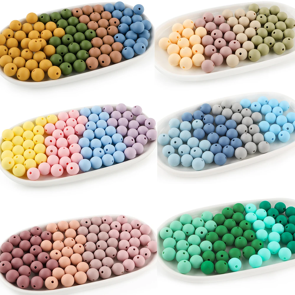 50Pcs/Lot 9/12/15mm Round Silicone Beads Chain Spacing Loose Beads For  DIY Necklace Bracelets Jewelry Accessories