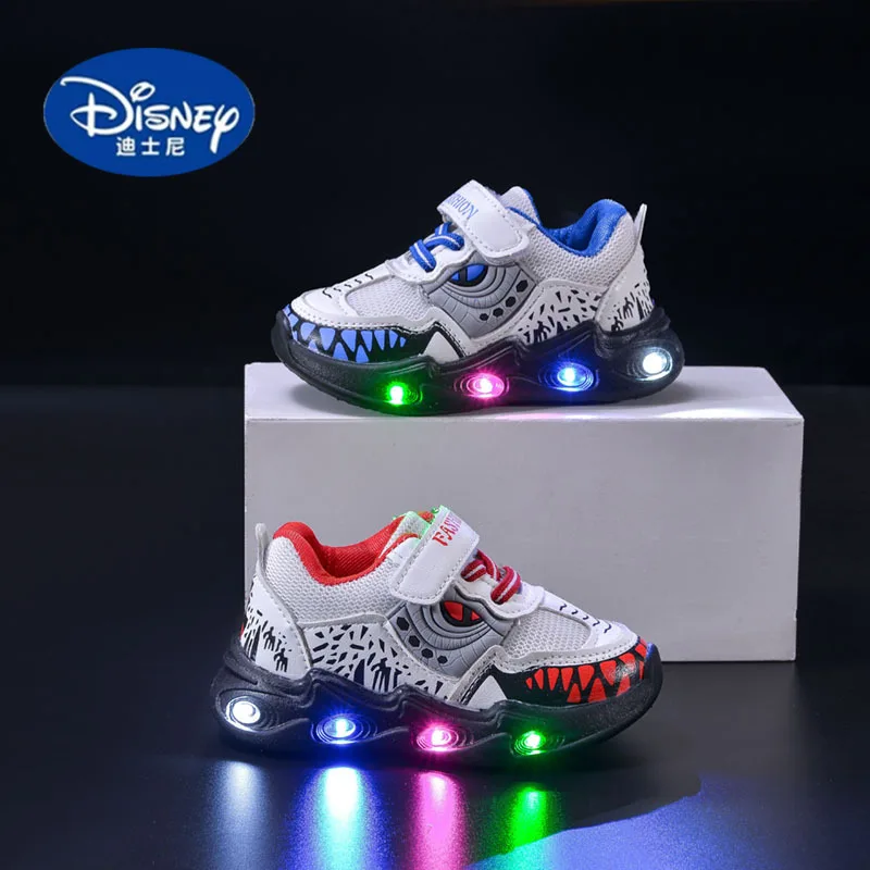 

Disney Kids' LED Light-Up Sneakers: Breathable Mesh & Leather Casual Shoes for Boys, Trendy Sports Shoes