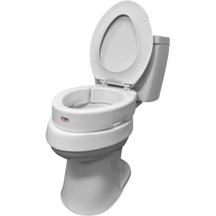 

Carex Health Brands Hinged Toilet Seat Riser Adds 3.5 Inch of Height to Toilet 300 Pound Weight Capacity Raised Toilet Seat Whi