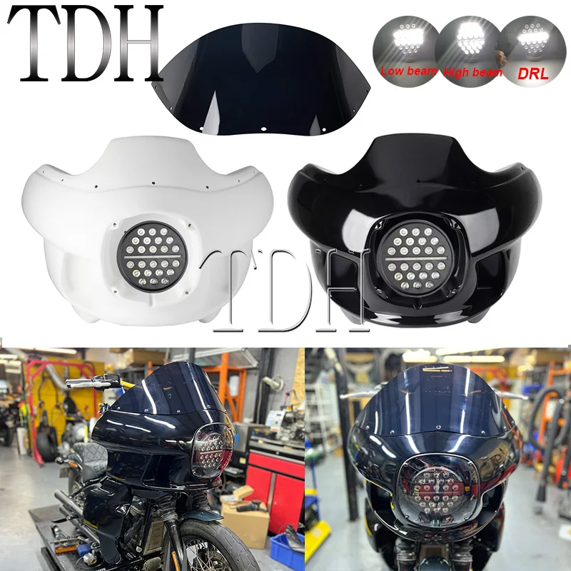 

Motorcycle Front Fairing Outer Windshiled Cowl Headlight Guard For Harley Softail Street Bob Low Rider Fat Bob Slim FXBR 18-23