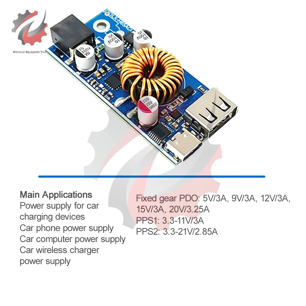 QC2.0 QC3.0 Double USB Type-C Fast Charging Module DC-DC 12-96V to 5V Step Up Power Supply Voltage Regulator Buck Converter