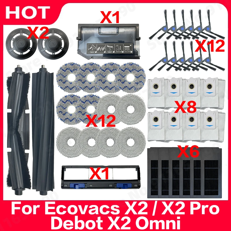 

For Ecovacs X2 / X2 Pro/ Debot X2 Omni Supplies Hepa Filter Mop Main Rolling Side Brush Dust Bag Consumables Fit Accessories