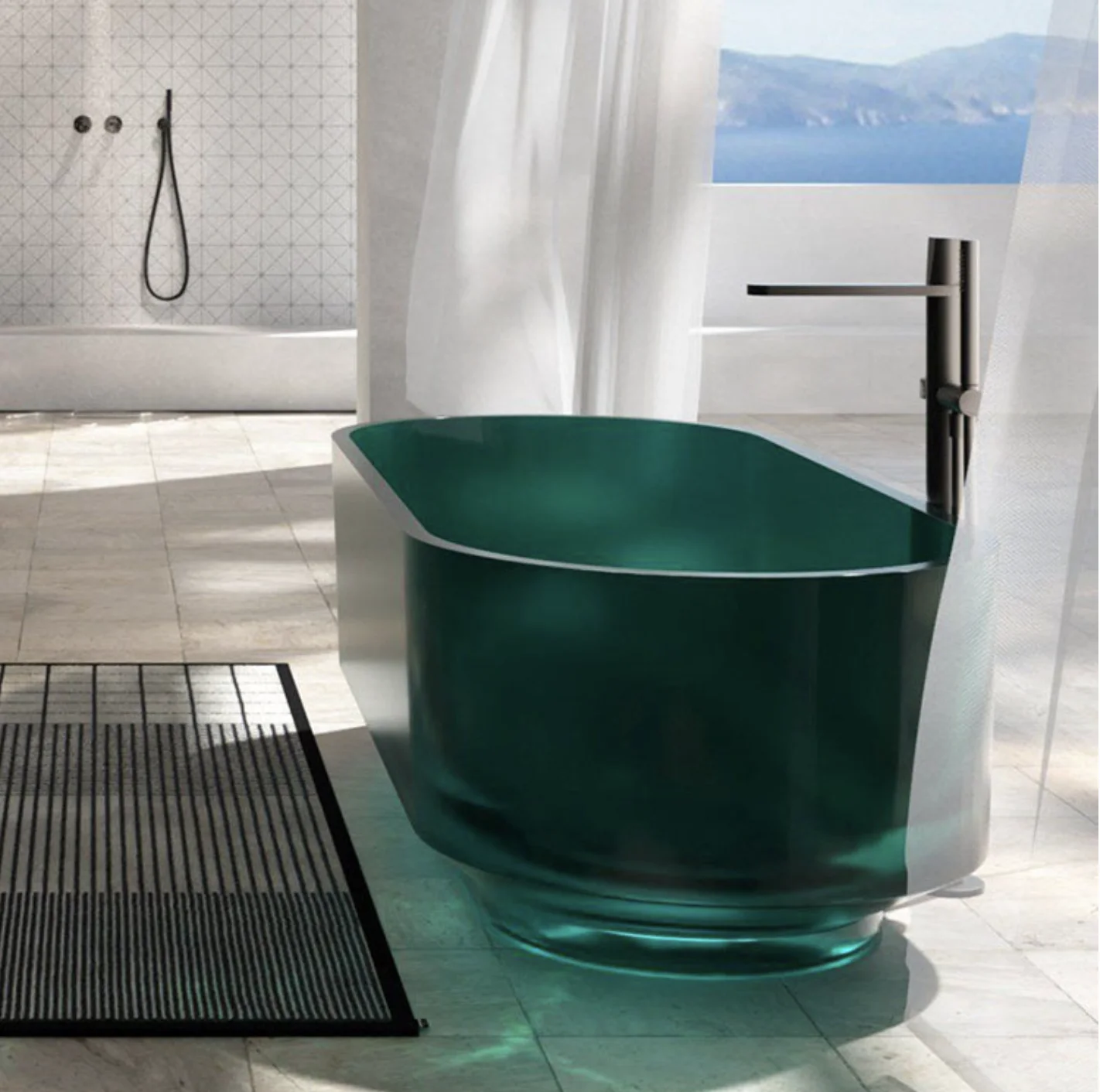 *a* Luxury Sleek Resin Bathtub Crystal Clear Artificial Stone Repairable Wholesale Ready
