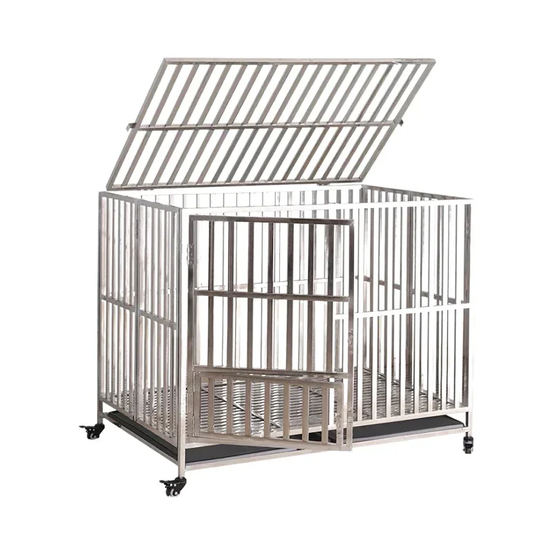 Stainless steel dog cage folding square tube for large dogs