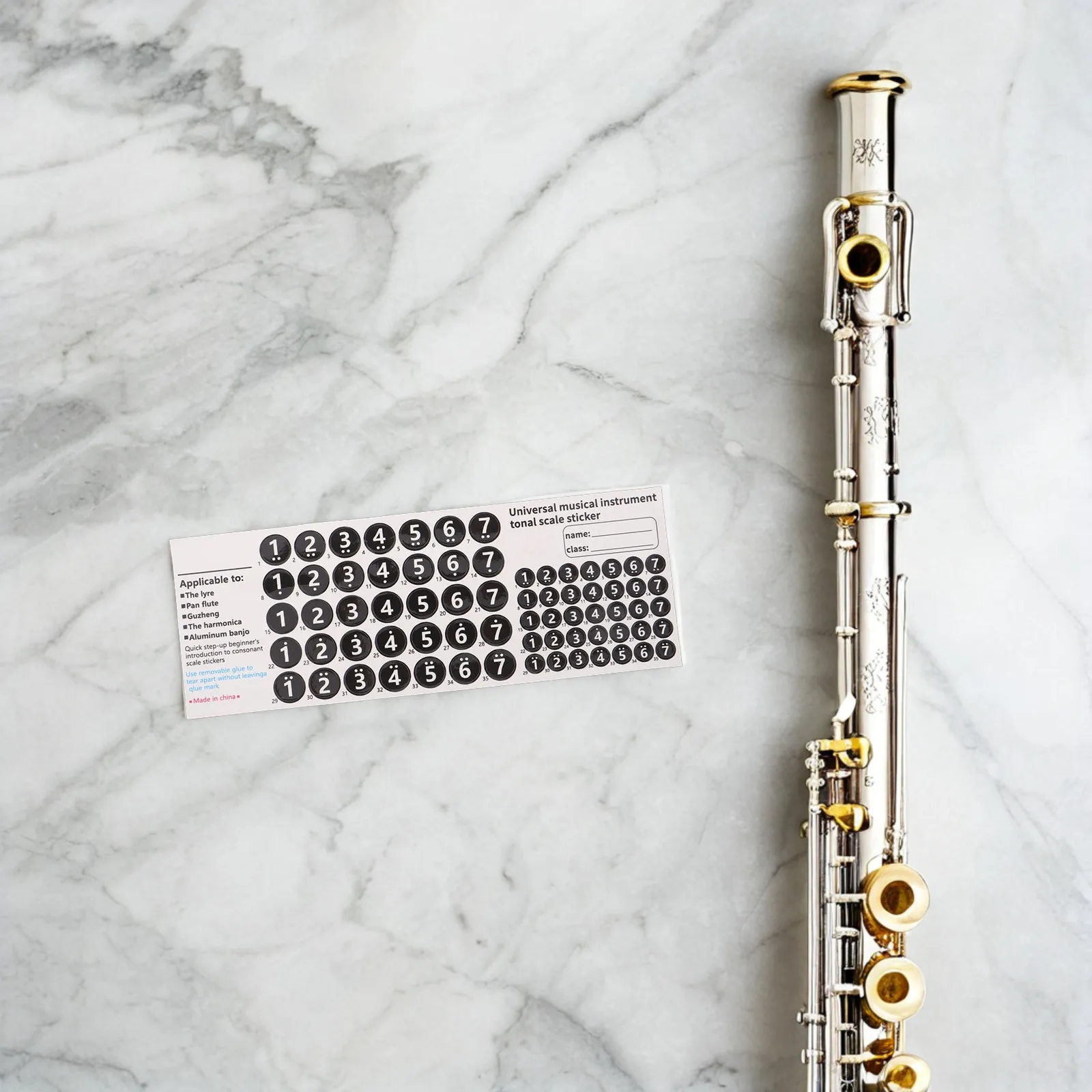 Pan Flute Note Stickers 5 Piece Self Adhesive Removable Labels for 16 and 18 Tube Pan Pipes Beginners Teaching