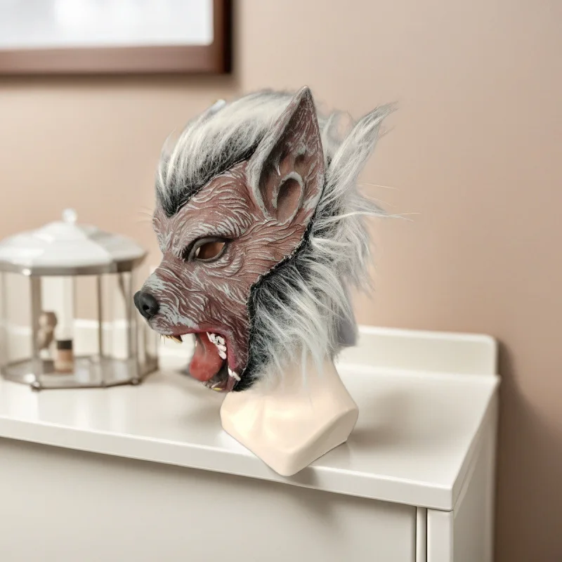 

Halloween Cosplay Wolf Head Latex Animal Headgear Mask Dance Party Funny Cosplay Haunted House Escape Room NPC Role