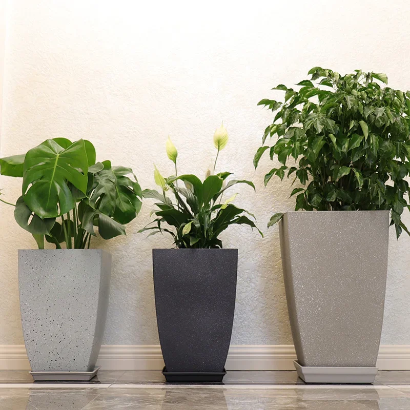 Tall Glazed white plastic flower pots  Giant Plant Container orchid Flower Pots  indoor planter garden pot