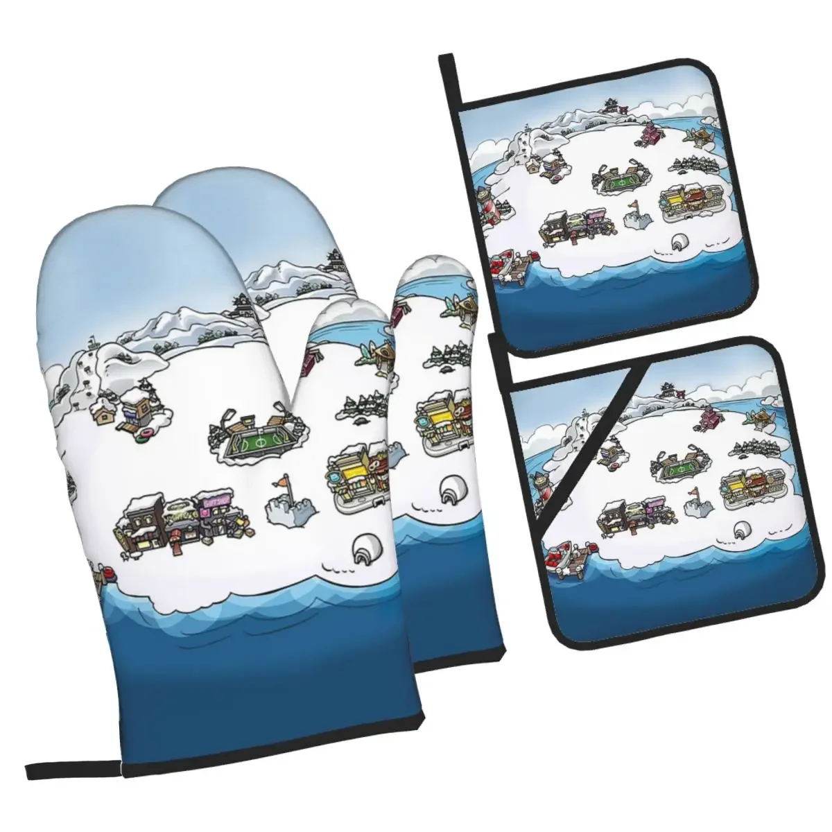 

Club Penguin M Oven Mitts and Pot Holder Sets of 4 for Baking Kitchen Cooking BBQ Resistant Non-Slip Gloves