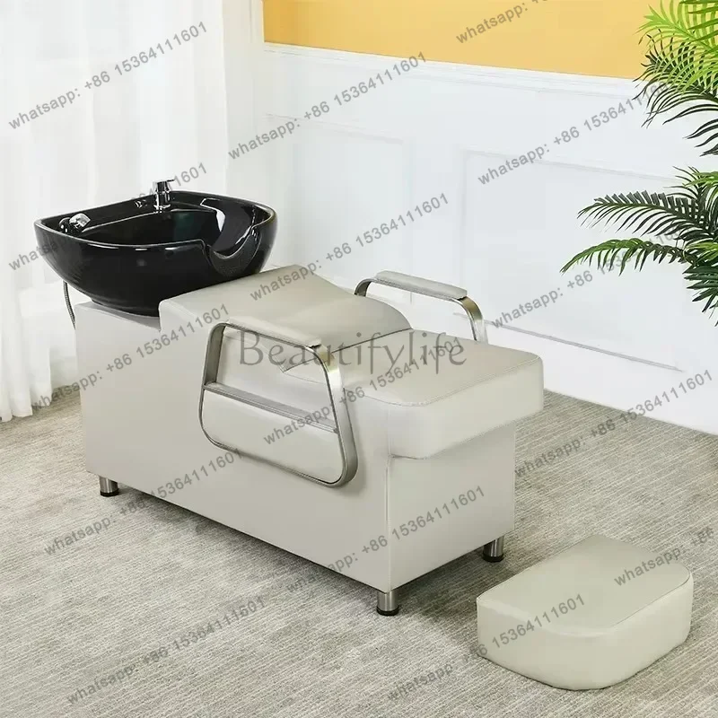 

Удобная и стильная профессиональная мойка для волос в скандинавском стиле для салонов красоты, премиум-класса, простая и эстетичная мебель для парикмахерских.