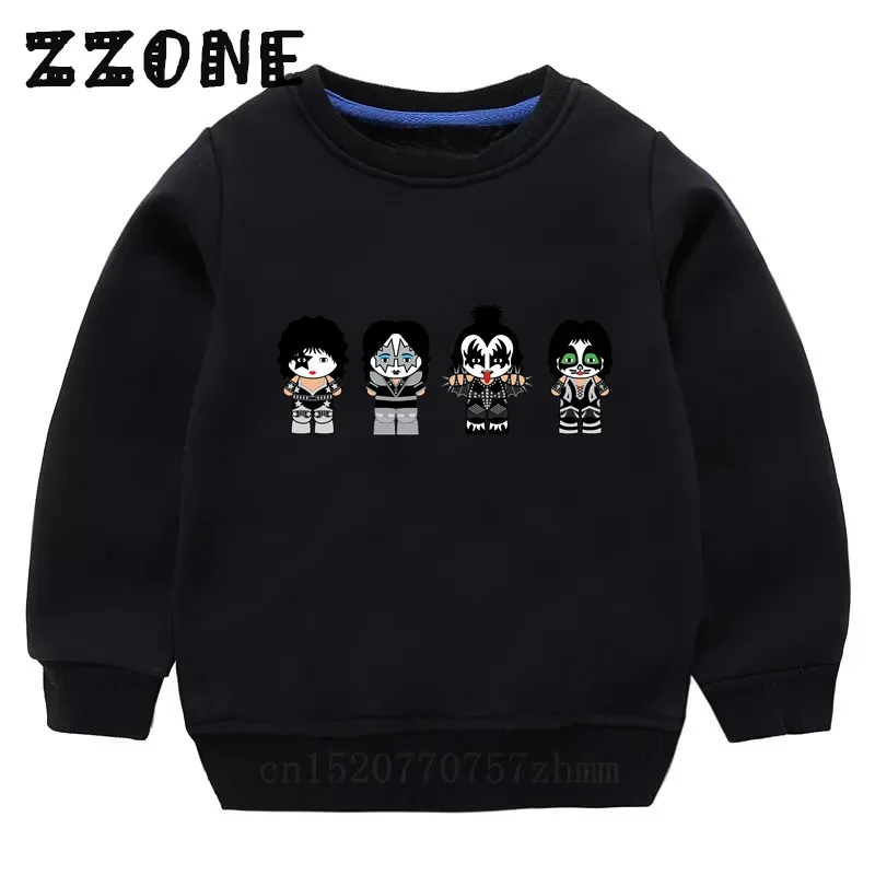 Kids Sweatshirts Stormtrooper Fans Kiss Rock Band Print Fashion Children Hoodies Casual Baby Pullover Tops Girls Boys Clothes