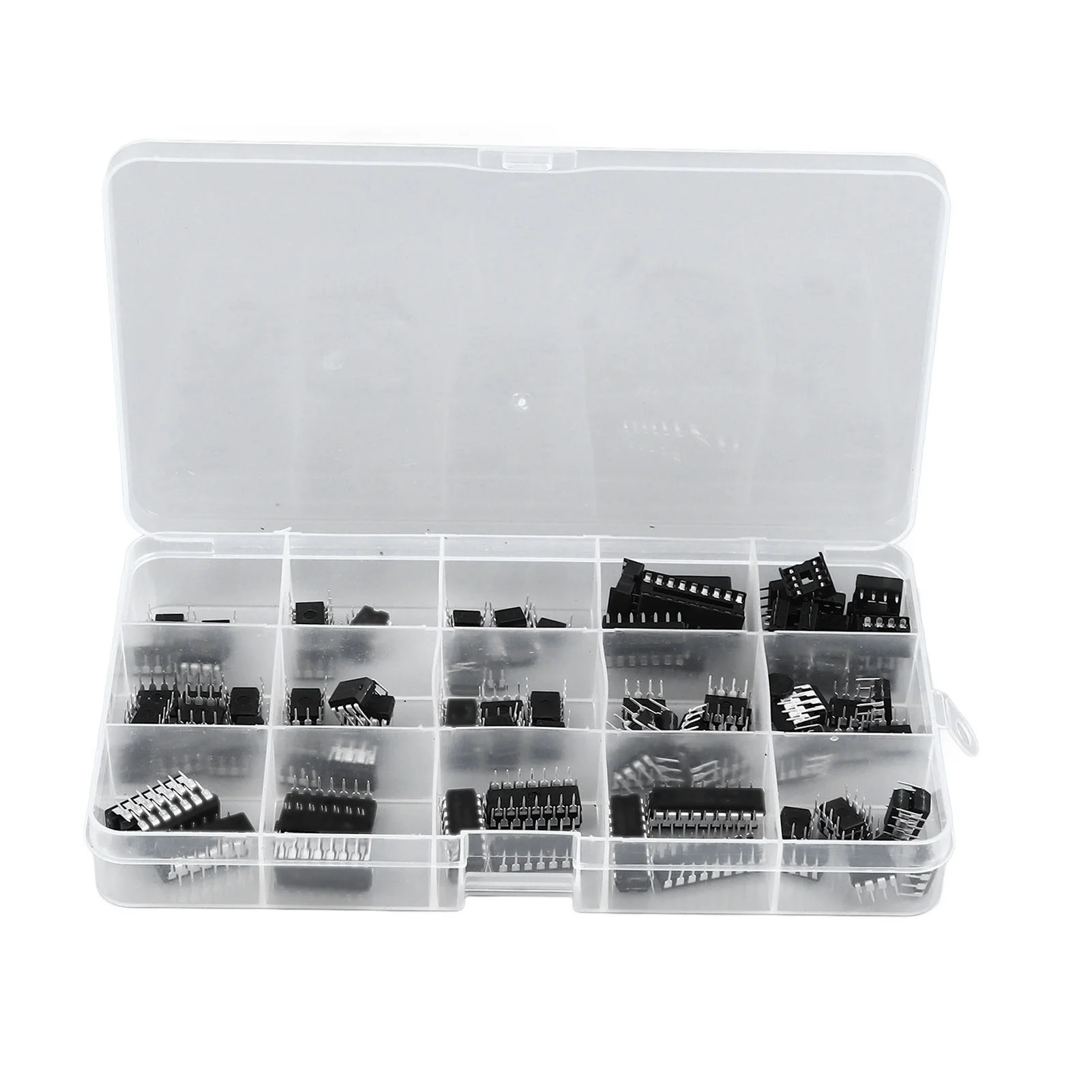 100PCS 12 Types Amplifier Chips and 20PCS DIP Sockets Integrated Circuit Chip Assortment Set Single Accuracy Timing