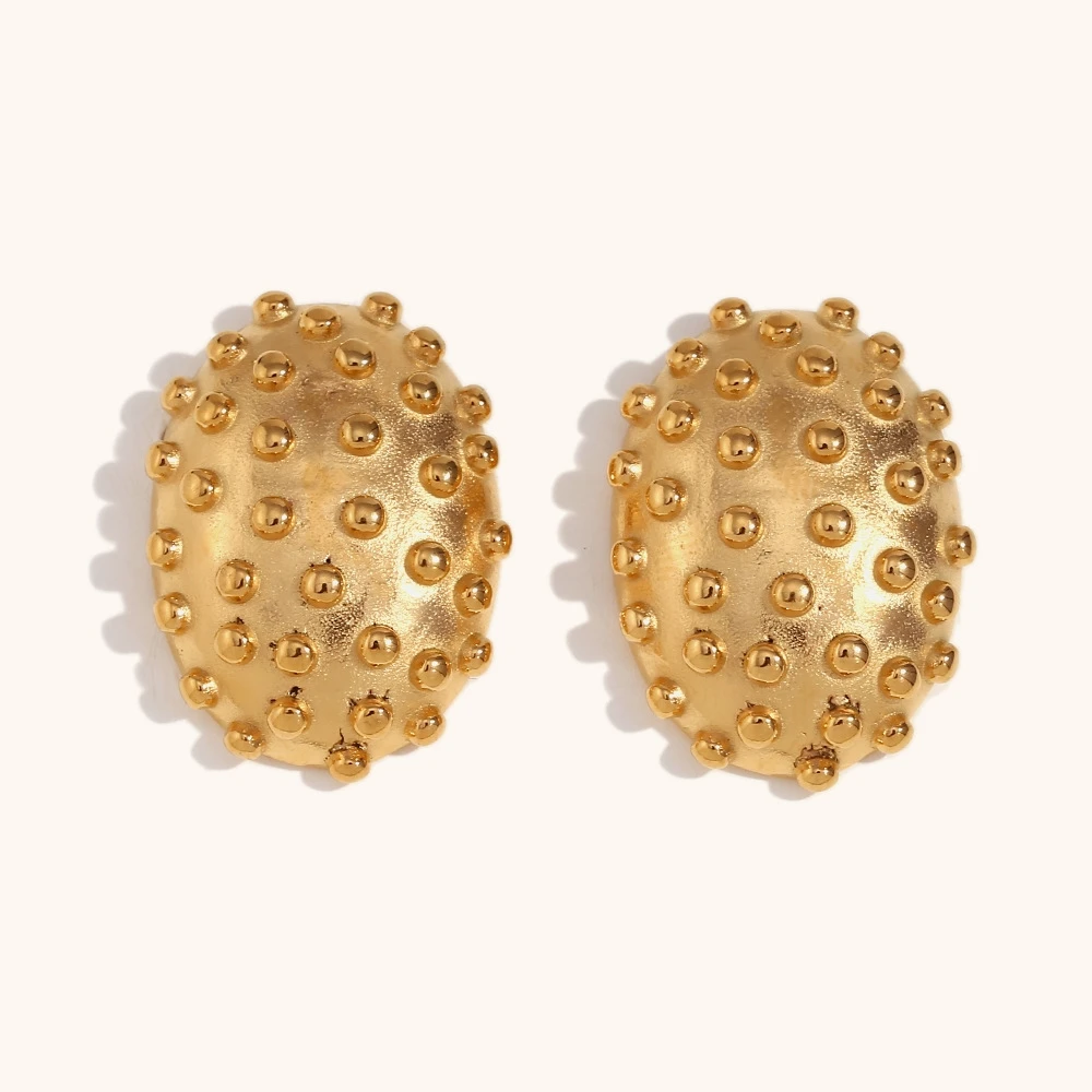 Personalized Stainless Steel Oval Ear Stud Byzantium Craft Fine Jewelry Chunky Geometric Gold Ear Hoop Huggie Cuff Earrings Gift