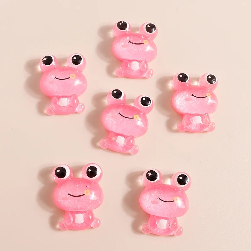 Leslie 10 Stück Niedliche Frosch-Anhänger aus Kunstharz, Flache Cabochons für Haarschleifen-Dekoration, DIY Schmuckherstellung Zubehör – Detail 3