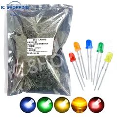 1000 Stück Durchmesser 3mm 5mm LED Lampe Perle Blase LED F3 F5 rot grün gelb blau weiß gerade in die gesamte Packung F3 F5 LED