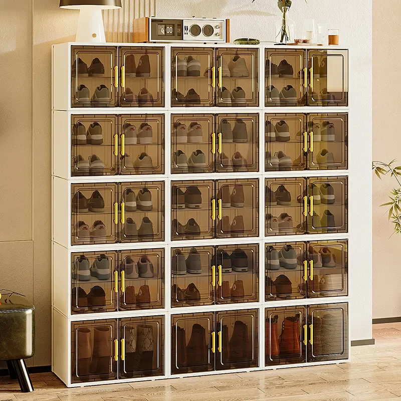 

cabinet new 2025 home door multi-layer ants transparent box storage cabinet integrated against the wall shoe rack