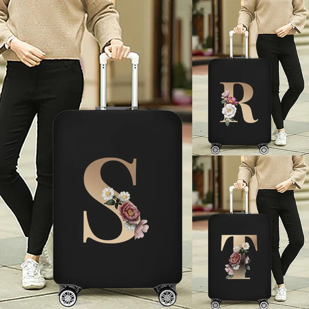 Luggage Cover Stretch Fabric Suitcase Protector Gold Letter Series Baggage Dust Case Cover Suitable for18-32 Inch Suitcase Case