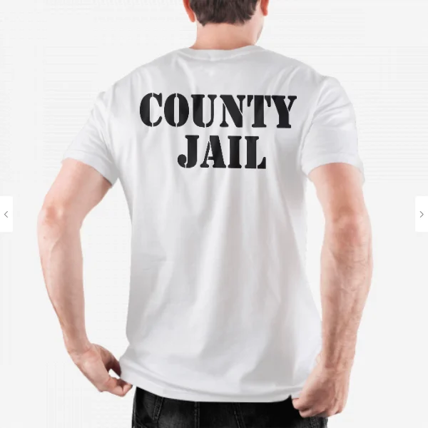 CUSTOM UR NAME On COUNTY JAIL Inmate SHIRT Halloween Costume Prison Convict
