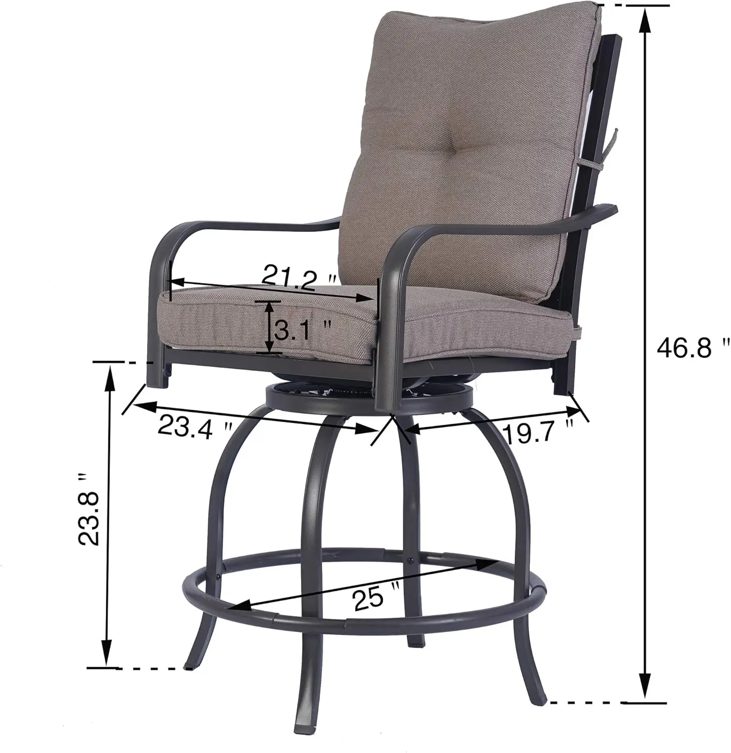 Isabella-Ensemble de chaises de piste de bar à haute cussion pour la maison, la cour arrière, les cafés, le bistrot, les restaurants et les bars chics (beige)