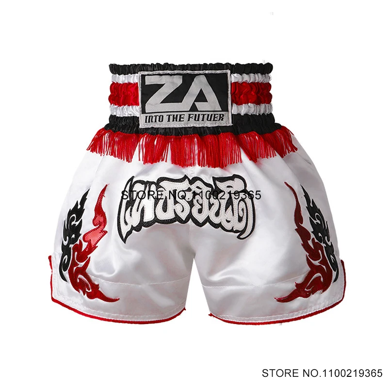 

Muay Thai Pants Thai Boxing Shorts Tassels Men Women Child Thai Stripes MMA Cage Fighting Kickboxing Grappling Training Shorts