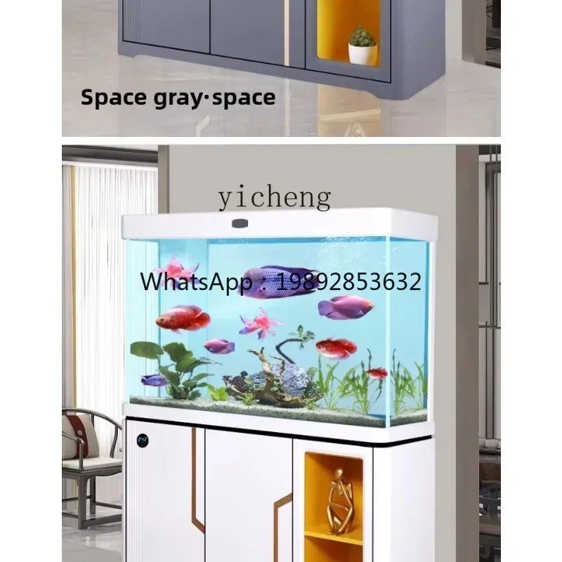 

X5-20 household living room entrance screen partition cabinet with fish tank bottom filter ultra-white transparent glass