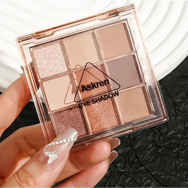 co:03&04 9 Colors Eyeshadow Palette Earth Tones Pearl Matte with Fine Glitter Shimmer - Stage Makeup Cosmetic