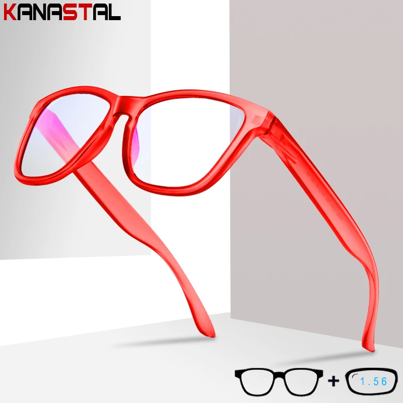 

Men CR39 Lenses Reading Glasses Prescription Optics Myopia Presbyopic Eyewear Blue Light Blocking TR90 Colorful Eyeglasses Frame