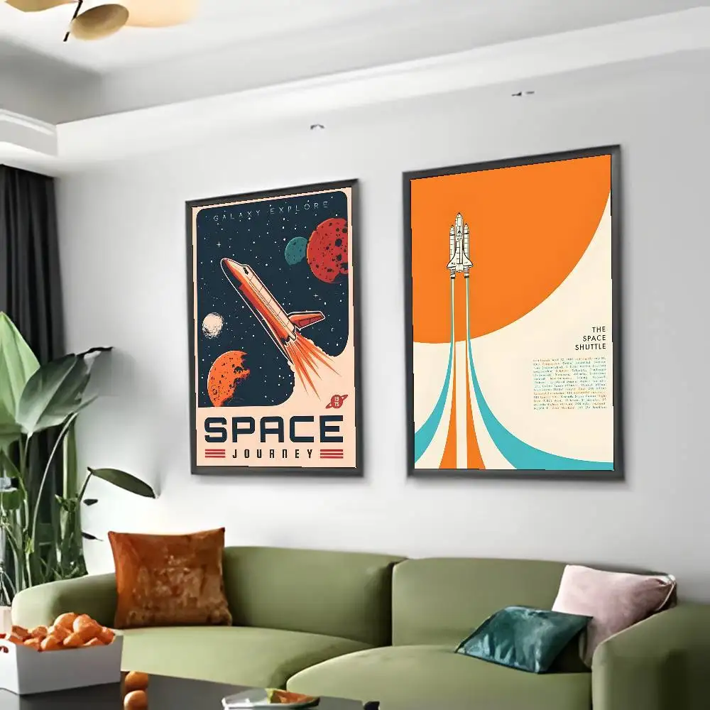 الفضاء صاروخ مستقبل الفضاء المشارك الفن اللوحة ملصق مع المطبوعات غرفة نوم المنزل غرفة المعيشة الديكور هدية #4