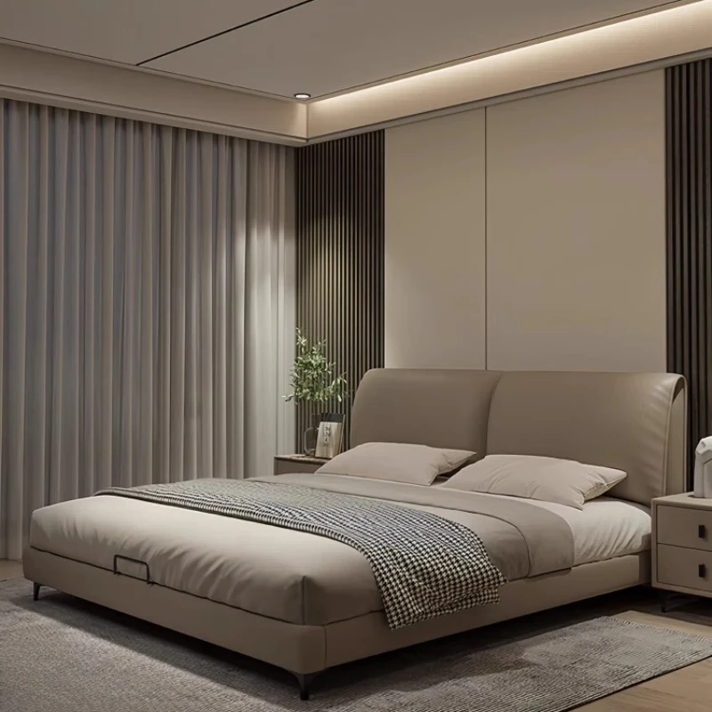 

Twin Handles Bed Upholstered Aesthetic King Bedroom Modern Bed Sleeping Lounge French Camas Matrimoniales Home Accessories