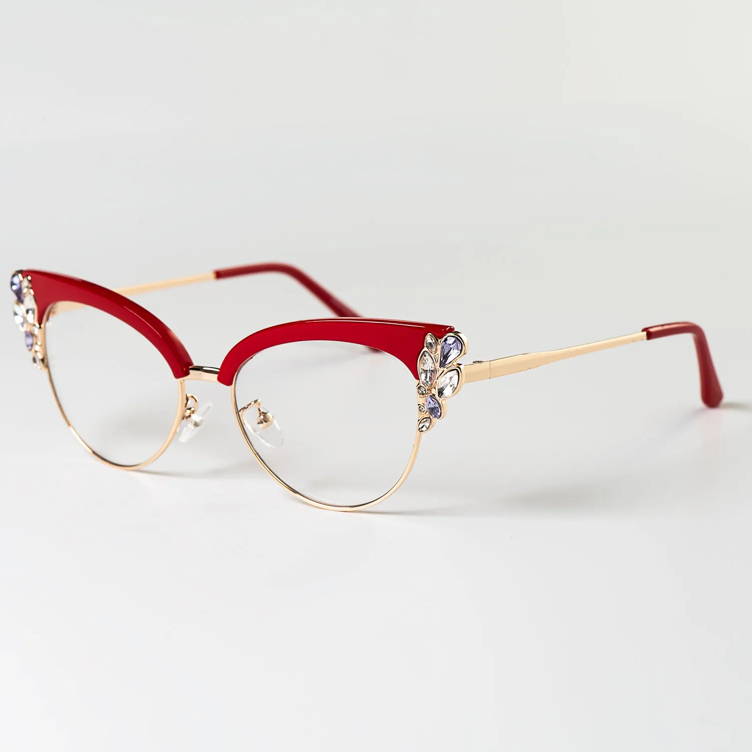 R45120 Frauen Katzenauge Presbyopie Brille glänzende Strass steine für Dame Marke Designer Lesebrillen Mode Brillen 0,50 1,50