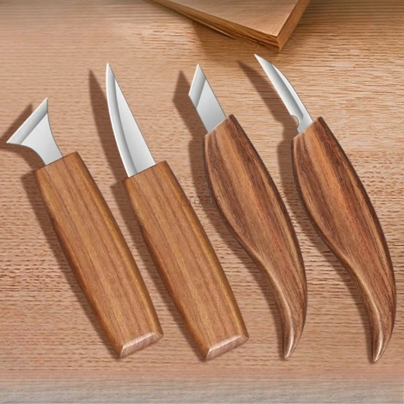 Wooden Carving Knife Smooth and Durable Handmade Wooden Carving Set Finely Trimmed Wood, Hardwood Peach Wood Versatile Art Tool